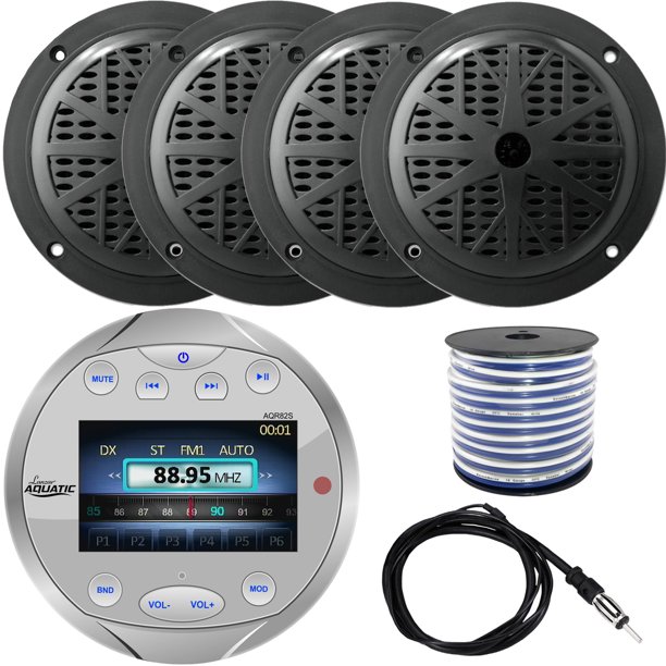Lanzar Waterproof Bluetooth Marine Digital Media Silver Stereo Radio