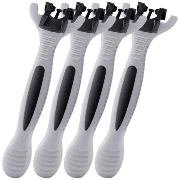 Mango de Afeitadora Manual Smooth 4Pzas Cabeza Flexible Antiderrapante Gris/Negro Plástico ABS.