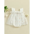 thumbnail image 3 of Suealasg Newborn Infant Girl Summer Outfits Fly Sleeve Daisy Embroidery Mesh Rompers Dress 3M 6M 12M 18M Baby Girls Clothes, 3 of 9