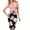 Pink, variant on Fesfesfes Women Dress Short Sleeves Round Neck Hollow Out Printing Commute Hip Wrap Formal Retro Dress