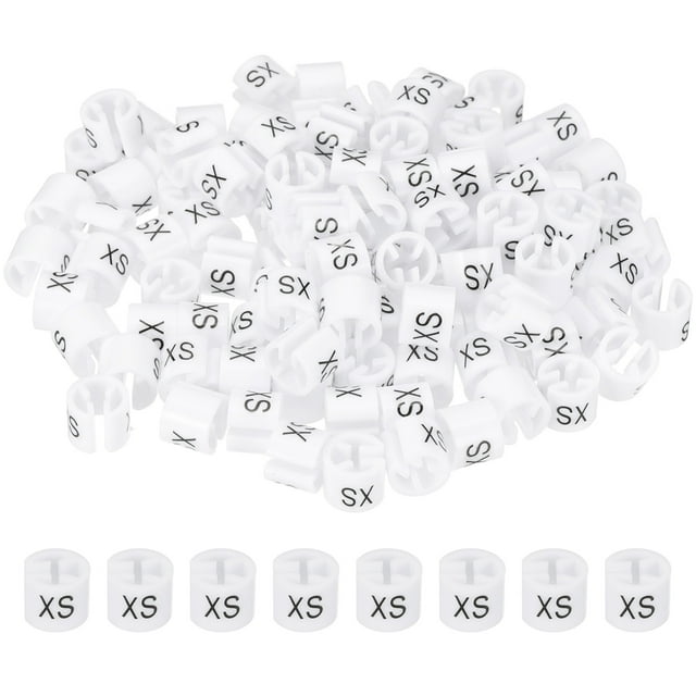 Clothes Hanger Markers, Tags Fit Rod Garment Size Hanger Clips Color Coding Label for Clothing Hangers White XS
