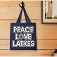thumbnail image 3 of ThisWear Hanukkah Party Supplies Hanukkah Peace Love Latkes Lightweight Navy Canvas Tote Bag, 3 of 3