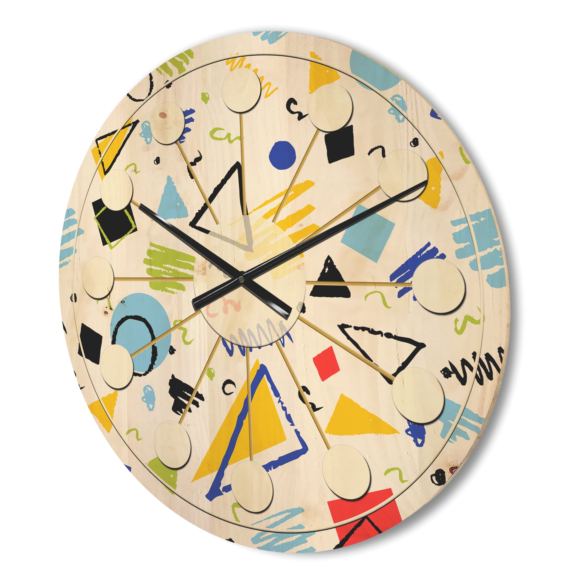 Designart 'Retro Geometric Design III' Mid-Century Modern Wood Wall Clock