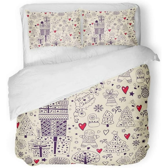 RYLABLUE 3 Piece Bedding Set Pattern Vintage Christmas Boxes Ball Celebrate Celebration Sale Twin Size Duvet Cover with 2 Pillowcase for Home Bedding Room Decoration