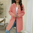 thumbnail image 5 of ABATAB Sweater Cardigans for Women Knitted Long Sleeve Sleeve Button down Dusters with Hood Loose Fit Hoodie Knitwear Coats(Medium,Pink), 5 of 5