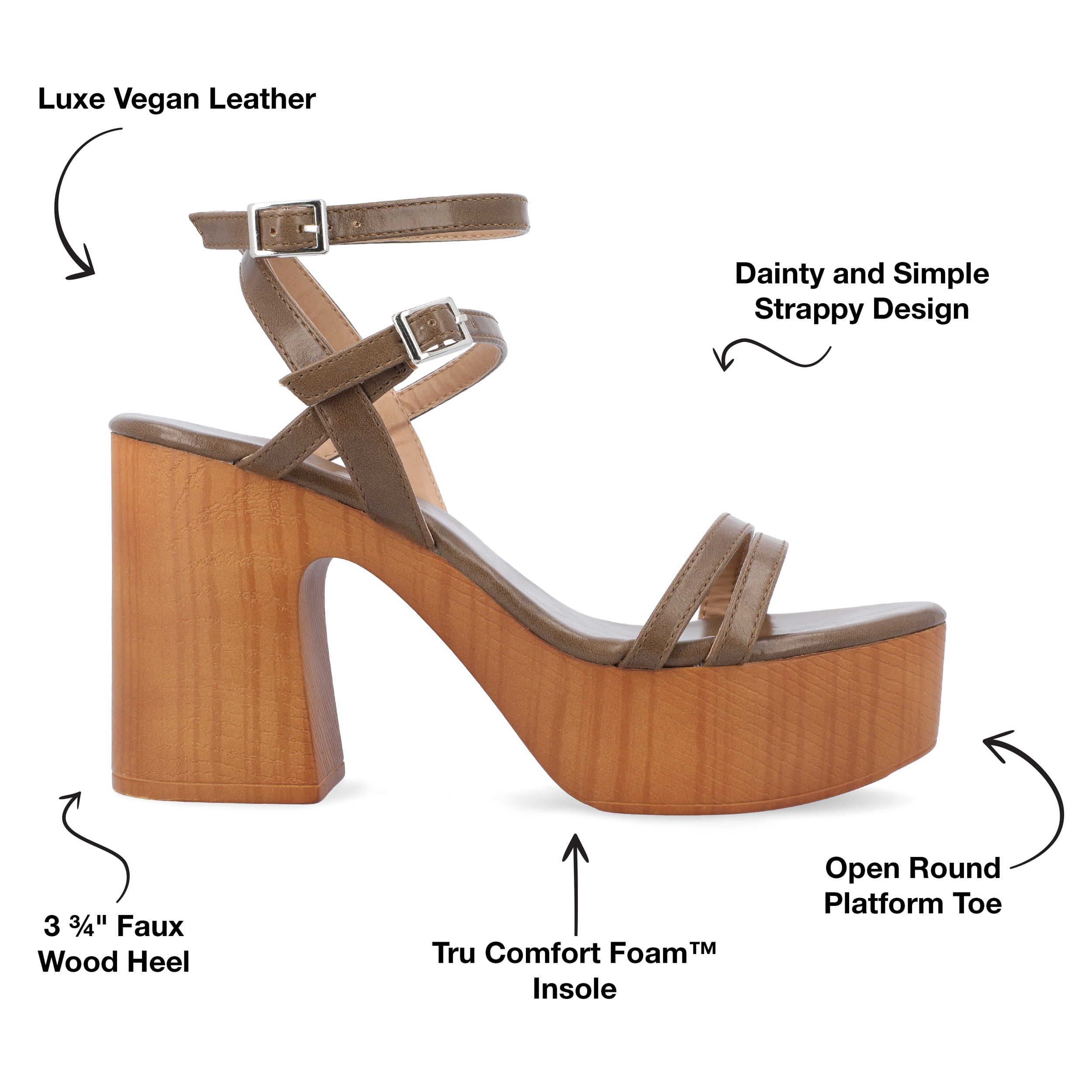 Journee Womens Emerynn Platform Clog Multi Strap Sandals
