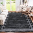 thumbnail image 6 of Scalloped Modern Abstract Area Rug 8x10 Washable Rug for Living Room, Non-Slip Soft Carpet for Bedroom, Scalloped Low-Pile Solid Print Accent Rug for Dining Room Home Office, Black, 6 of 9
