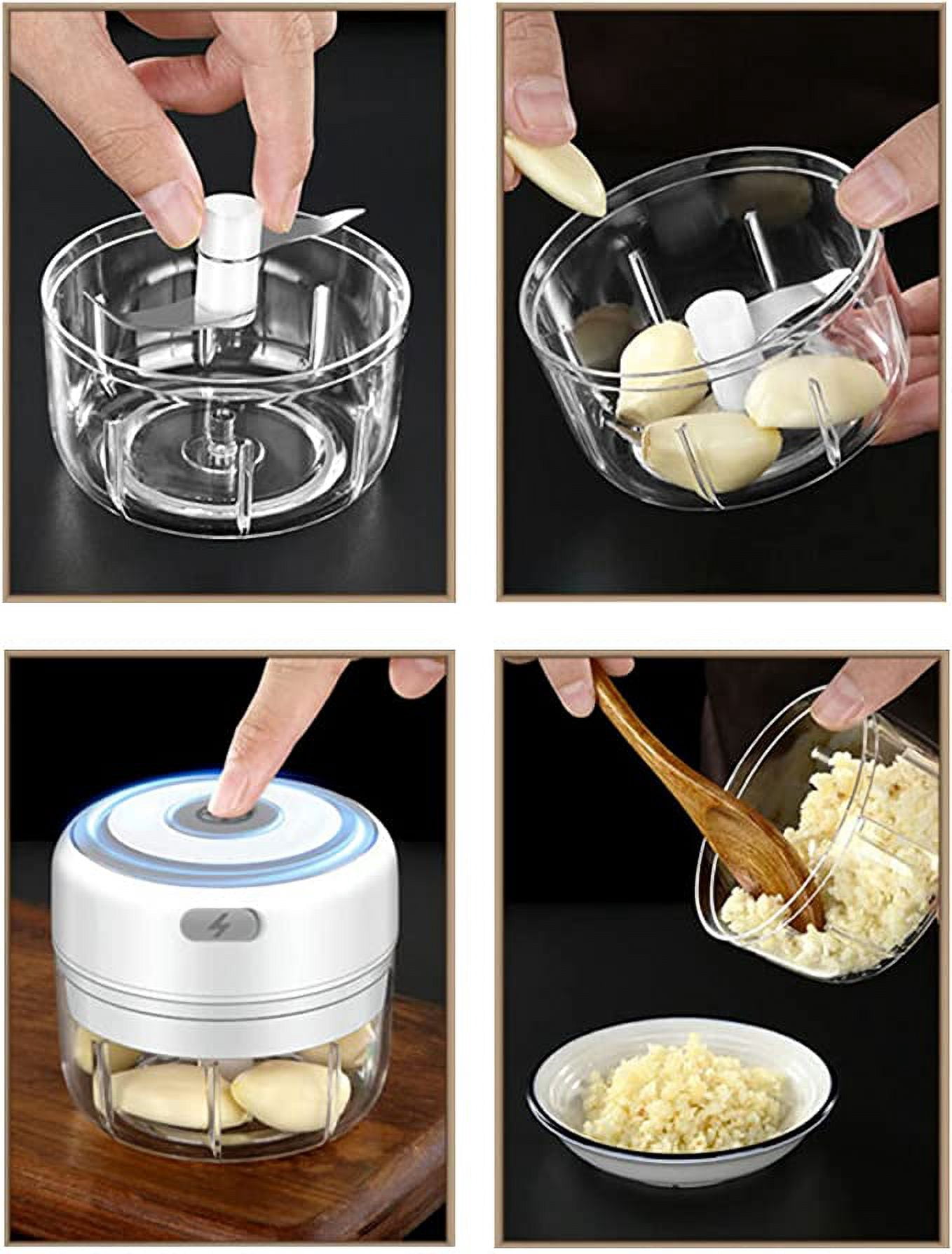 Electric Herb Grinder for Spice- Efficiency 3.4oz Large Grinder for Grinding Fresh and Dry Herb, Portable USB Charge with Clear Chamber, for Fruit,Spices Garlic,Meat.