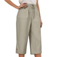thumbnail image 2 of Pantalones de Pierna Ancha de Cintura Alta para Mujeres Estilo de Harem Suelto, Pantalones Largos Casuales de Lino de Algodón para Citas de Primavera Verano Y Desgaste de Playa, 2 of 9