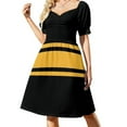 thumbnail image 1 of Vestido de manga corta con rayas negras y amarillas para mujer Vestidos de mujer Vestido, 1 of 7