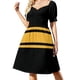 thumbnail image 3 of Vestido de manga corta con rayas negras y amarillas para mujer Vestidos de mujer Vestido, 3 of 7