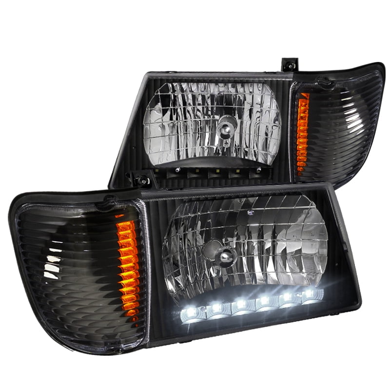 SpecD Tuning Black Housing Clear Lens LED Strip Headlights + Corner