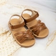 thumbnail image 5 of Girls Sandals For Toddlers Soft Sole Glitter PU With Flower Weaving Design Summer Shoes For Baby Casual Girls Sandals Brown 21, 5 of 7