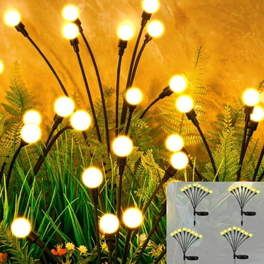 BN-LINK 4 Pack Solar Garden Lights, Auto On/Off 32 LED Solar Swaying Lights Outdoor Waterproof, Firefly Light for Outside Yard Pathway Landscape Decorations (Warm White)