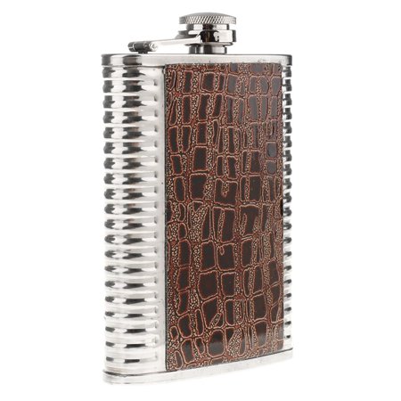 

8 Stainless Drinking Hip Bottle Screw Cap Brown