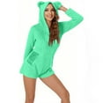 thumbnail image 4 of Jsaierl Onesies Pajamas Sherpa Fleece Plush Shorts Jumpsuit Womens Hooded Fuzzy Romper Zipper Bear Sleepwear Playsuit Christmas Pajamas, 4 of 8