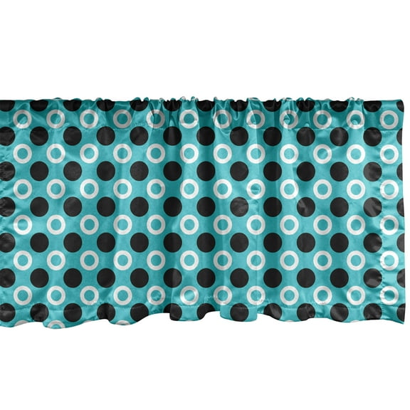 Ambesonne Geometric Window Valance, Abstract Composition of Symmetrical Dots Continuous Pattern, Curtain Valance for Kitchen Bedroom Decor with Rod Pocket, 54" X 12", Turquoise Charcoal Grey