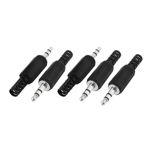 Unique Bargains 5 PCS Booted Headphone Stereo 3.5mm 1/8 Male Adapter Jack Audio Connector