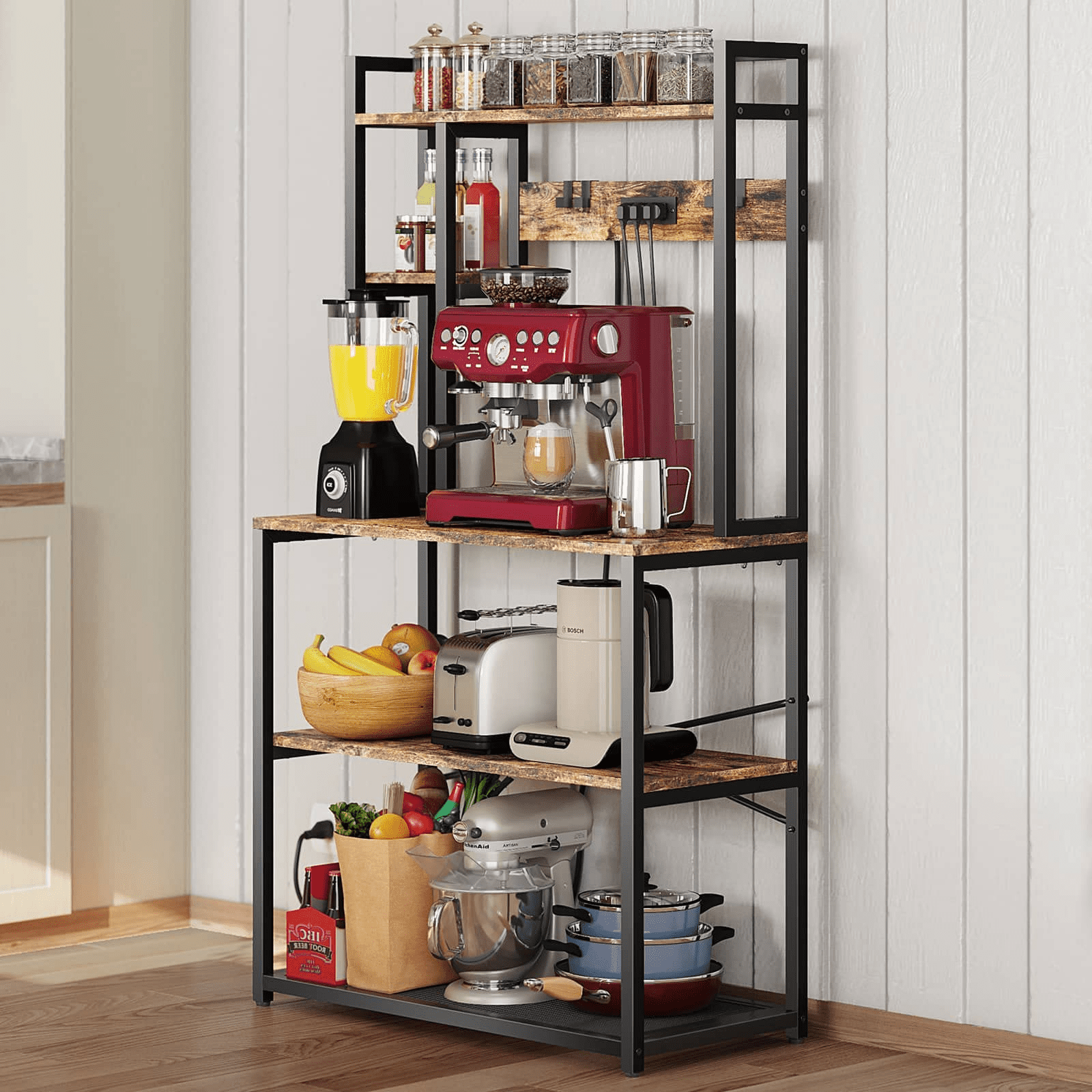 17 Stories 35.4” Bakers Coffee Bar Station Kitchen Storage Rack