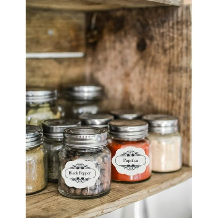 Royal Green - 2 Sets of Pre-Printed Spices Stickers for jar container and lids plus blank labels ...
