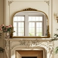 thumbnail image 2 of BEAUTYPEAK 36"x 27" Arched Vanity Mirror Vintage Decor Mirror Wall Mounted, Antique Gold, 2 of 8