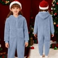 thumbnail image 4 of RTKFRFLM Kids Thick Fuzzy One-Piece Jumpsuit Warm Sherpa Lined Hooded Onesie Soft Winter Sleepwear for Boys Girls, 4 of 6