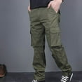 thumbnail image 7 of Yaoyar Mens Cargo Pants Casual Joggers Sweatpants Elasticated Waist Workout Hiking Pants with Multi-Pockets(Army Green,M), 7 of 7