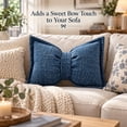thumbnail image 4 of Bow Pillow 11.8 X 19.7 in Chenille Waist Cushion Vintage Texture Scandinavian Decorative Throw Pillow for Sofa Bed Living Room Bedroom Home Decor, Soft Lumbar Support, Home Decor Pillow, Blue, 4 of 7