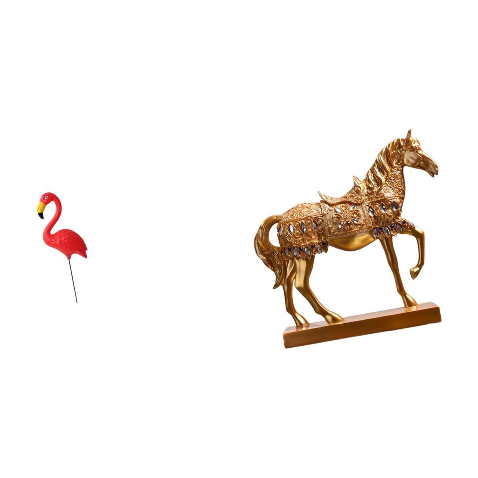CarpNettore Flamingo Garden Horse Sculpture Figurine Ornament for Home Office Decor Fairy Yard Art Animal Statue Resin Engraved Stake Accessories