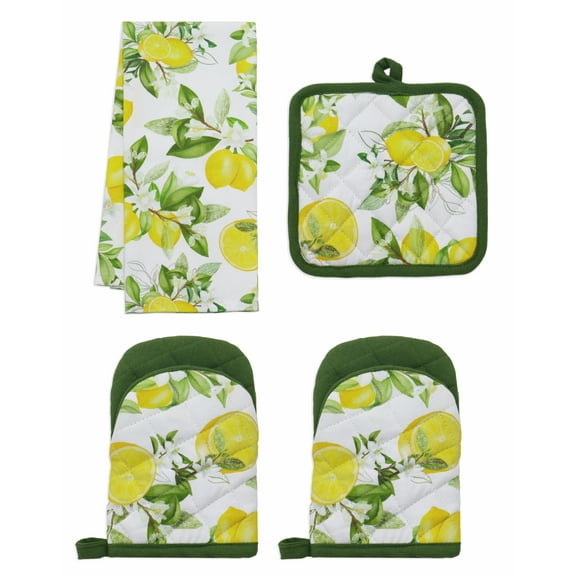 PurpleEssences 4 Pack Kitchen Towels, Potholders and Oven mitts, For Cooking and Backing Purpose