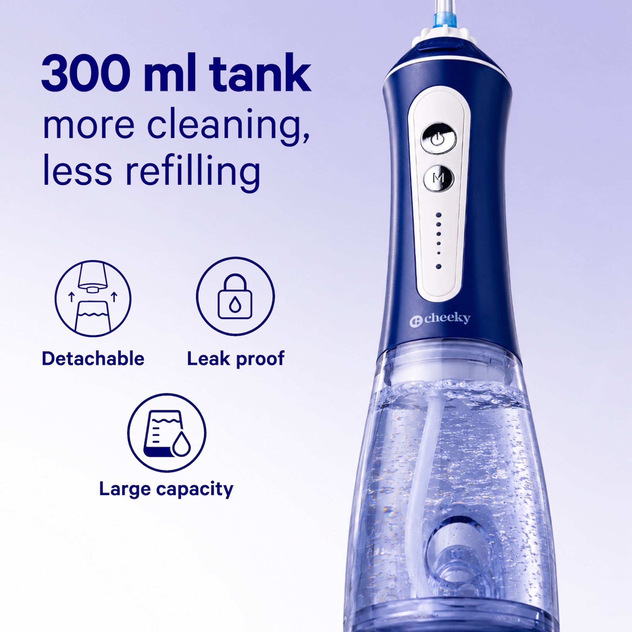 Cheeky Cordless Water Flosser, 300ml Tank, 5 Tips, Blue photo 4