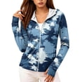 thumbnail image 3 of Camouflage Sun Protection Hoodie for Women UPF 50+ - Active Outdoor Long Sleeve Zip Up Jacket with Thumbholes & Pockets, Lightweight Athletic Rash Guard Royal Blue S, 3 of 6