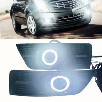 LED Projector Fog Lights DRL Halo Angel Eye & Bezel Kit For Cadillac SRX 10-16