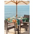 thumbnail image 3 of Outdoor Tablecloth with Umbrella Hole for Patio/Picnic/Party/Camping, Happy Summer Waterproof Table Cloth Square Cover Washable, Rustic Tropical Palm Leaves Floral Burlap (54"x 54"), 3 of 9