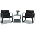thumbnail image 3 of Costway HW62861DK 3PCS Patio Rattan Furniture Set Rocking Chairs Cushioned Sofa Black, 3 of 9