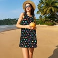 thumbnail image 3 of Uemuo Multi-Colored Stars Pattern Women’s Sleeveless Dress – Casual Summer A-Line Dress, Stylish and Comfortable Sundress for Hot Weather, 3 of 7