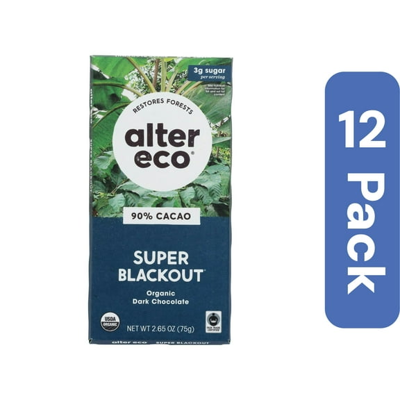 Alter Eco Super Blackout Organic Chocolate Bar 2.65 oz (Pack Of 12)