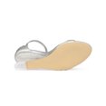 thumbnail image 5 of BLISSFUL STEP Women's Ankle Strap Low Wedge Clear Heels Sandals Silver 10, 5 of 7