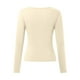 thumbnail image 4 of Top corto ajustado de manga larga para mujer: camiseta ajustada con cuello redondo, poliéster y spandex, diseño básico liso para hacer ejercicio, yoga y estilo informal., 4 of 4