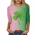 thumbnail image 2 of Meichang Hauts à Manches 3/4 pour Femmes St Patricks Day Shirts Trèfle à Quatre Feuilles T-Shirts Graphiques Décontractés Col Rond Coupe Ample T-Shirts de Vacances St Patricks Day, 2 of 5