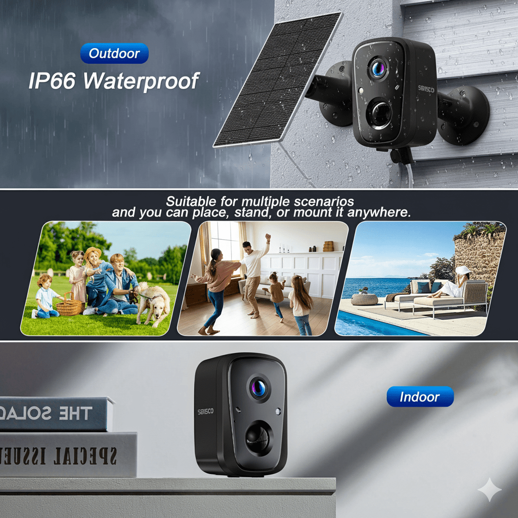 2K Wireless Outdoor Solar Security Camera with Spotlight, Waterproof PIR Detection, 2.4Ghz&5Ghz Wi-Fi, Rechargeable Battery Powered Home Surveillance Camera with Color Night Vision, 2-Way Audio