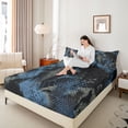 thumbnail image 4 of Homewish Boys Girls Abstract Geometric 4 Pieces Queen Sheet Sets,Gradient Black Blue Ultra Soft Flat Sheet,Animal Snake Print Queen Fitted Sheet,Lightweight Room Decor, 4 of 7