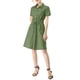 thumbnail image 5 of Vestido mini de mujer con ajuste y vuelo, con cuello, bolsillos y cintura elástica en verde militar, 5 of 8