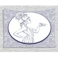 thumbnail image 1 of Vintage Woman Tapestry, Woman in Rococo Style Design Standing and Holding a Rose, Wall Hanging for Bedroom Living Room Dorm Decor, 60W X 40L Inches, Pale Mauve Blue Violet White, by Ambesonne, 1 of 2