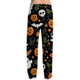 thumbnail image 4 of Boyscolos Halloween Pajamas Pumpkin Ghost Skeleton Drawstring Cozy Comfortable Skull Spooky Pj Pants Halloween Outfits Navy 2XL, 4 of 5