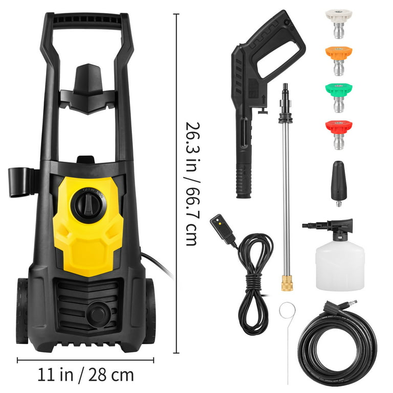 VEVOR Electric Pressure Washer, 2000 PSI, Max. 1.76 GPM Power Washer w/ 30 ft  Hose, 5 Quick Connect Nozzles, Foam Cannon, Portable to Clean Patios, Cars,  Fences, Driveways, ETL Listed