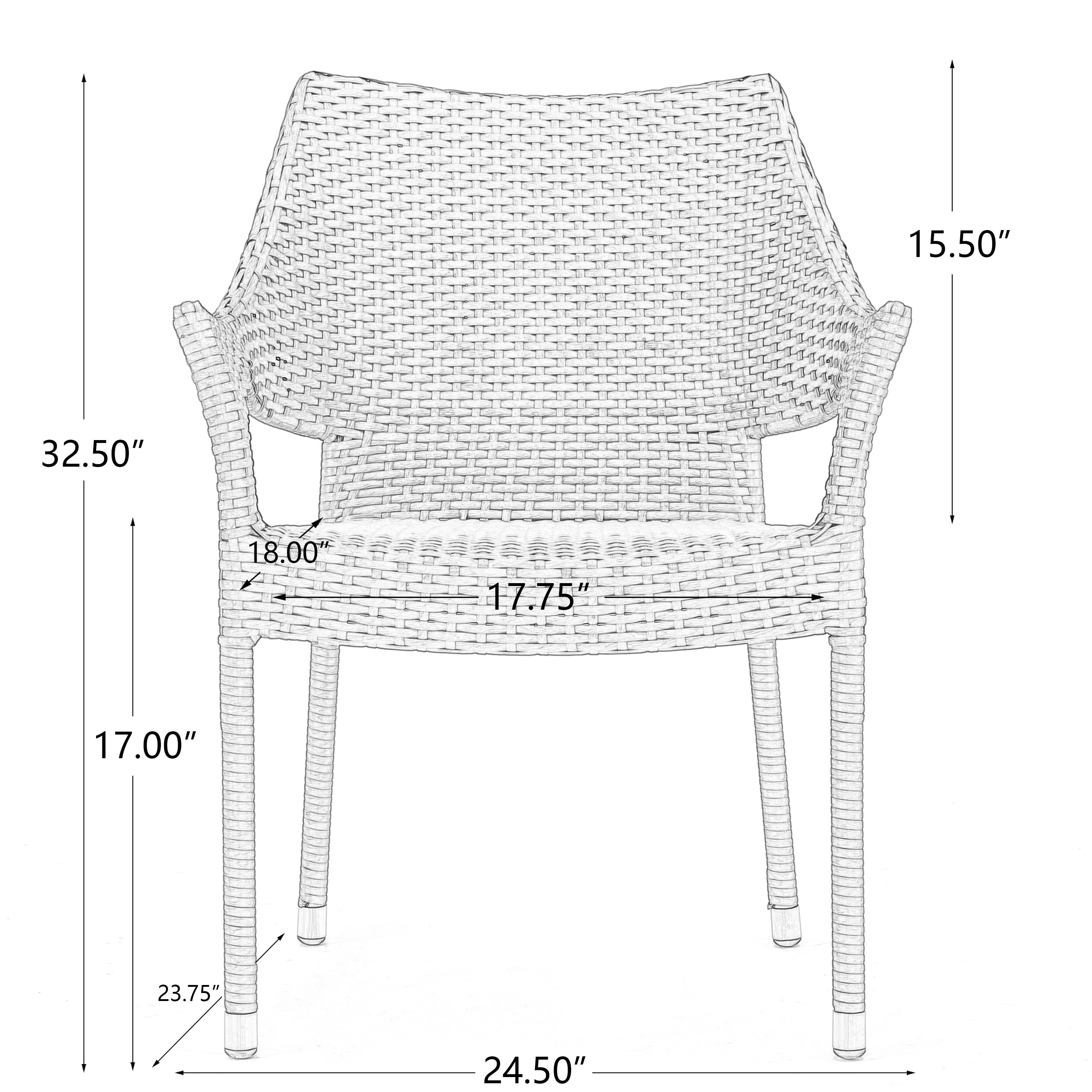 4Pcs Wicker Stacking Armchair