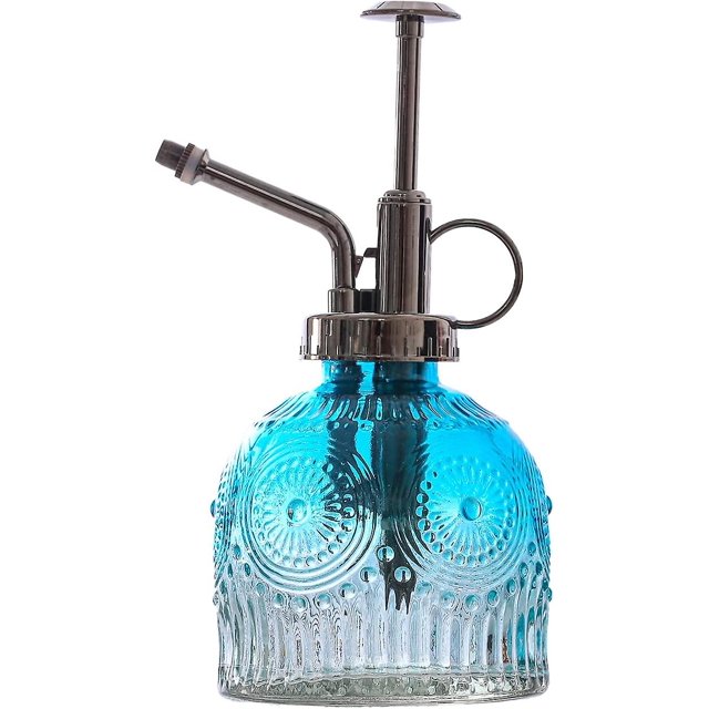 Botella de spray para planta de vidrio, bote de riego Spritzer de planta de alta vintage de 6,3 pulgadas, botella de riego suculenta con bomba superior, planta de agua de vidrio Afortunado Sencillez