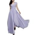 thumbnail image 5 of HAXMNOU Women Short Sleeve Evening Formal Party Dress Wedding Bridesmaid Dress Plus Size Solid Color Long Dress for Women Light Purple S, 5 of 6