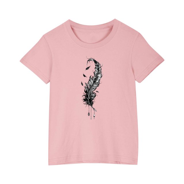 RXIRUCGD 2025 Vêtements d'Été pour Enfants T-shirt Imprimé Mode Mignon Col Rond Manches Courtes